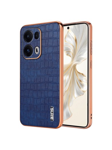 Предпазен гръб от еко кожа с крокодилски шарки за Oppo Reno13 Pro - син