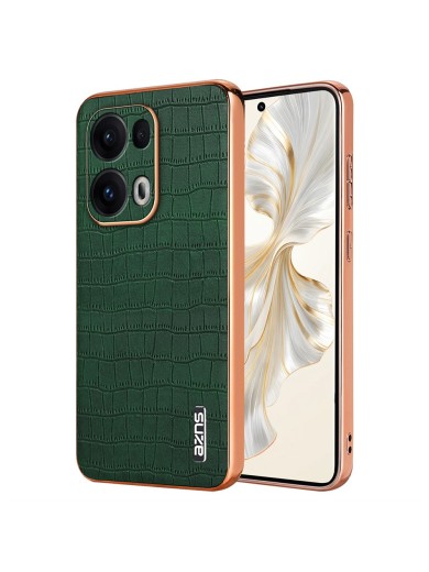 Предпазен гръб от еко кожа с крокодилски шарки за Oppo Reno13 Pro - зелен