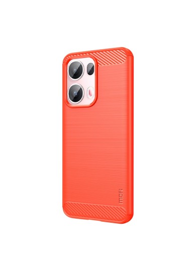 Мек предпазен гръб с текстура на карбонови влакна за Oppo Reno13 Pro - червен