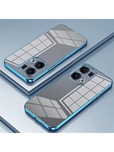 Предпазен гръб с галванизирана рамка за Oppo Reno13 Pro - син