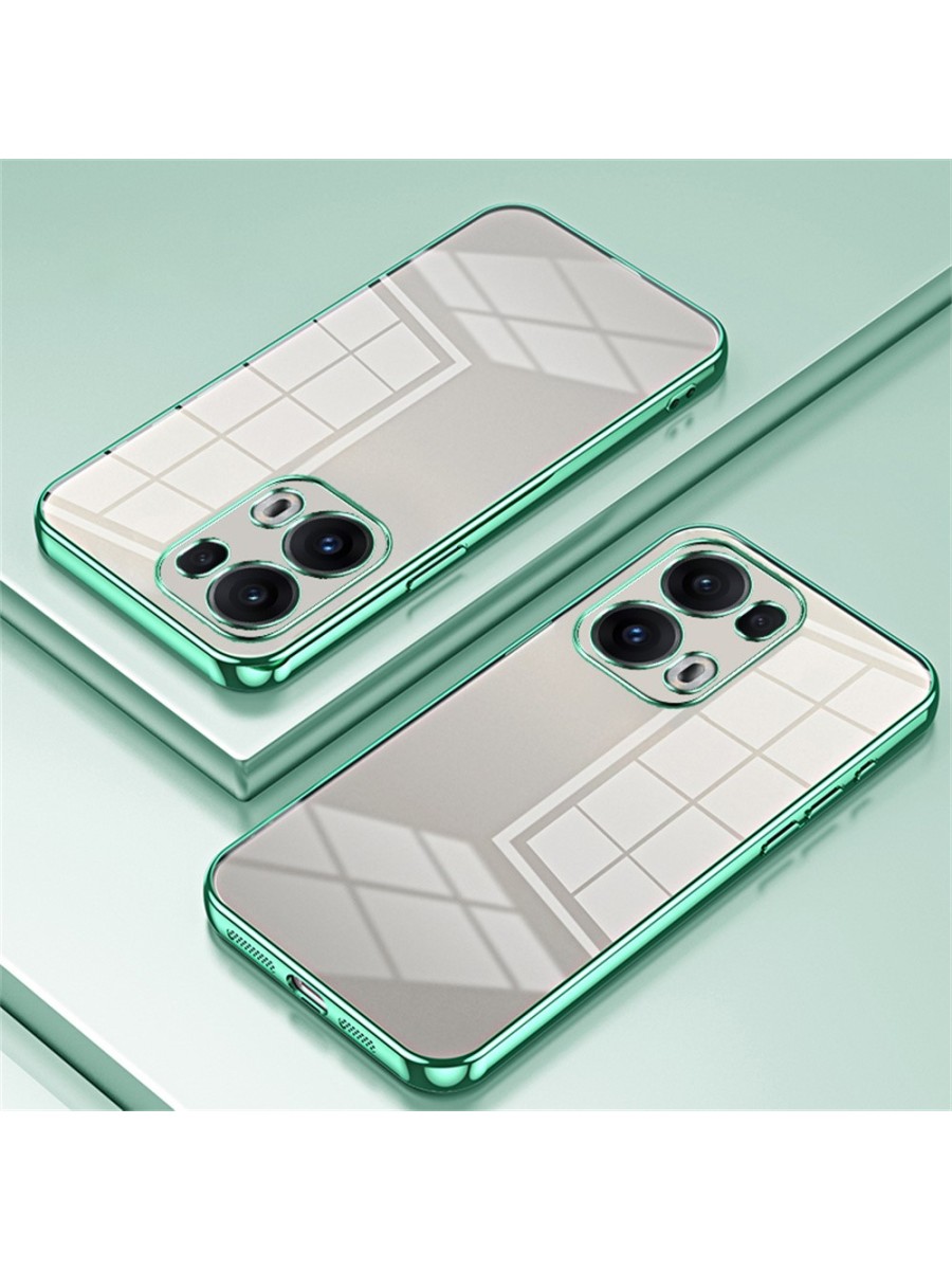Предпазен гръб с галванизирана рамка за Oppo Reno13 Pro - зелен