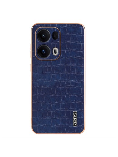 Предпазен гръб от еко кожа с крокодилски шарки за Oppo Reno13 Pro - син