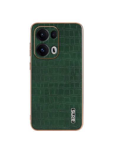 Предпазен гръб от еко кожа с крокодилски шарки за Oppo Reno13 Pro - зелен