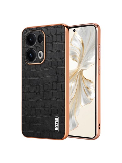 Предпазен гръб от еко кожа с крокодилски шарки за Oppo Reno13 Pro - черен