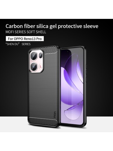 Мек предпазен гръб с текстура на карбонови влакна за Oppo Reno13 Pro - черен