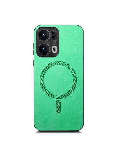 Предпазен гръб от еко кожа съвместим с MagSafe за Oppo Reno13 Pro - зелен