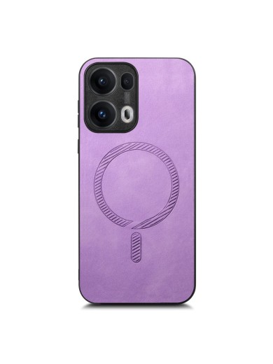Предпазен гръб от еко кожа съвместим с MagSafe за Oppo Reno13 Pro - лилав