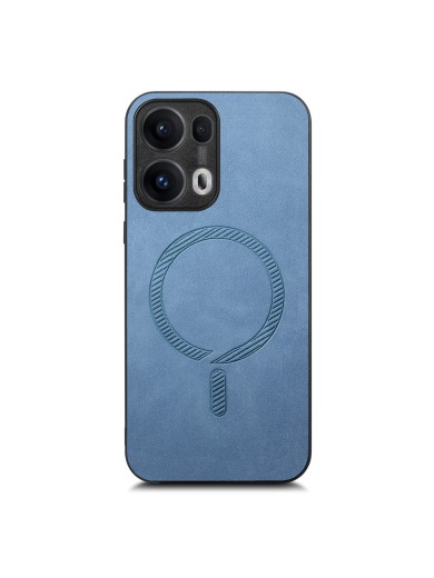 Предпазен гръб от еко кожа съвместим с MagSafe за Oppo Reno13 Pro - син