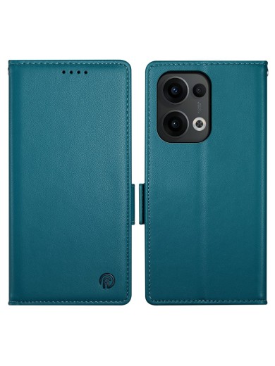Калъф от еко кожа тип портмоне за Oppo Reno13 Pro - син