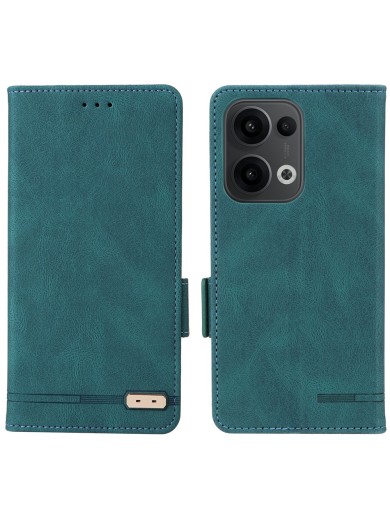 Предпазен калъф от еко кожа за Oppo Reno13 Pro - син