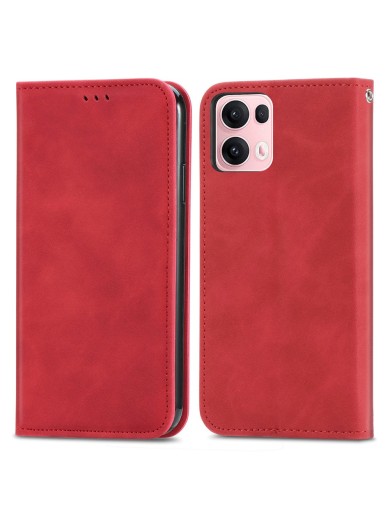 Калъф от еко кожа тип портмоне за Oppo Reno13 Pro - червен
