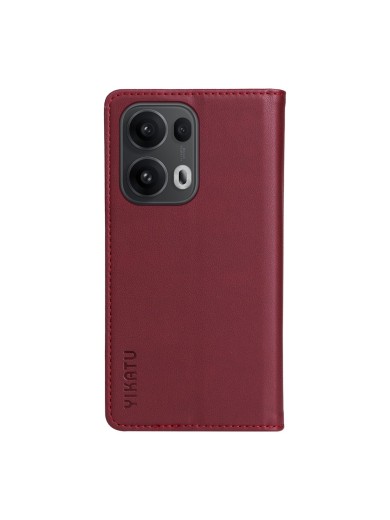 Калъф за телефон от еко кожа тип портмоне за Oppo Reno13 Pro - червен