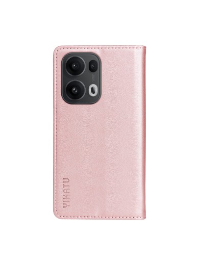 Калъф за телефон от еко кожа тип портмоне за Oppo Reno13 Pro - розов
