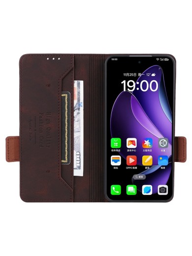 Предпазен калъф от еко кожа за Oppo Reno13 Pro - кафяв