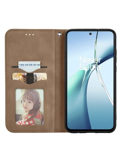 Калъф от еко кожа тип портмоне за Oppo Reno13 Pro - кафяв