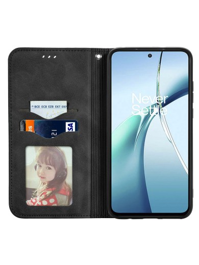 Калъф от еко кожа тип портмоне за Oppo Reno13 Pro - черен