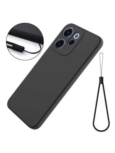 Предпазен устойчив на надраскване силиконов гръб с каишка за Oppo Reno15 F - черен