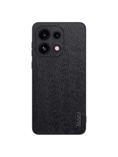 Удароустойчив гръб от еко кожа с дървесна текстура за Oppo Reno16 F - черен Удароустойчив гръб от еко кожа с дървесна текстура за Oppo Reno16 F - черен
