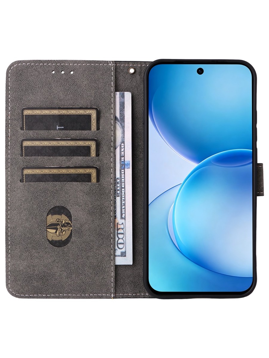 Калъф от еко кожа тип портмоне с RFID блокиране за Oppo Reno16 F - черен