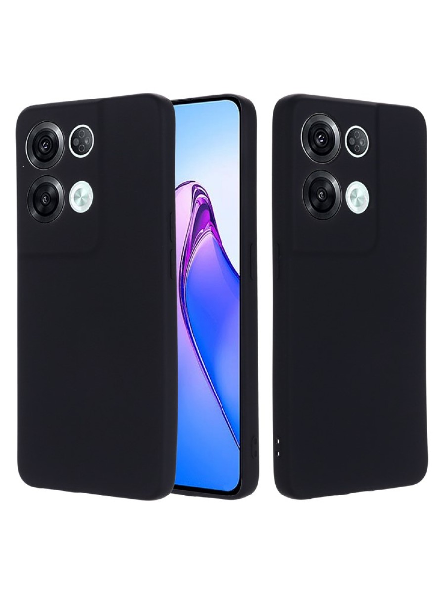 Предпазен удароустойчив силиконов гръб с каишка за Oppo Reno8 Pro - черен