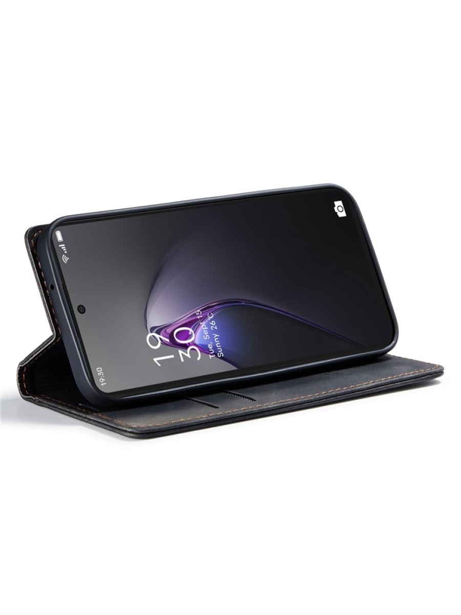 Калъф от еко кожа тип портмоне за Oppo Reno8 Pro - черен