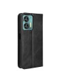 Калъф от еко кожа с ретро текстура тип портмоне за Oukitel C35 - черен