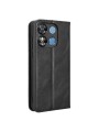 Калъф от еко кожа с ретро текстура тип портмоне за Oukitel C57 Pro - черен