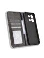 Калъф от еко кожа с ретро текстура тип портмоне за Oukitel C57 Pro - черен