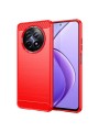 Мек предпазен гръб с текстура на карбонови влакна за Realme 12 - червен