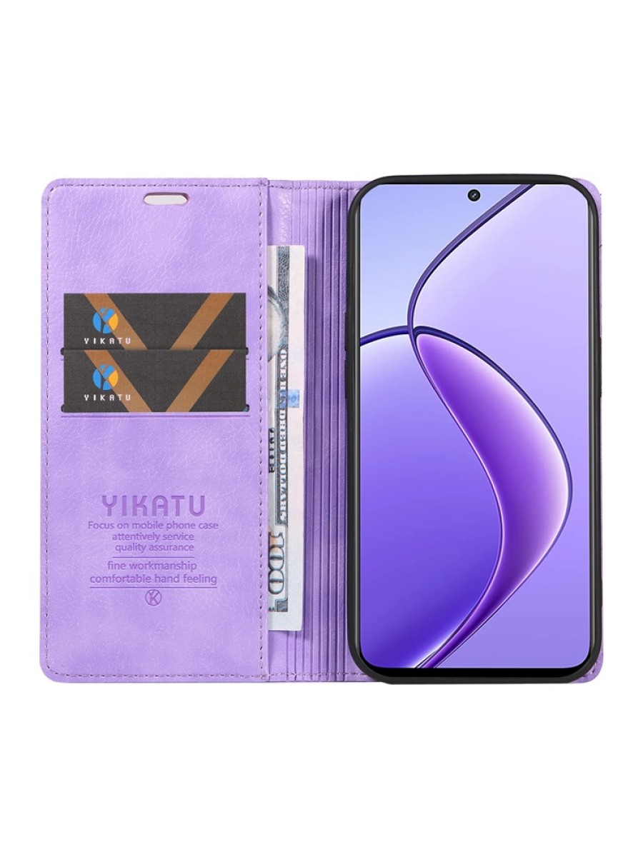 Калъф от еко кожа тип портмоне за Realme 12 - лилав