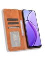 Калъф от еко кожа с мозаечни елементи тип портмоне за Realme 12 - кафяв