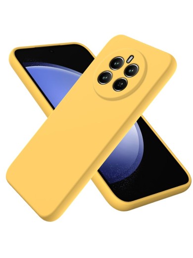 Предпазен удароустойчив силиконов гръб с каишка за Realme 12 Pro - жълт