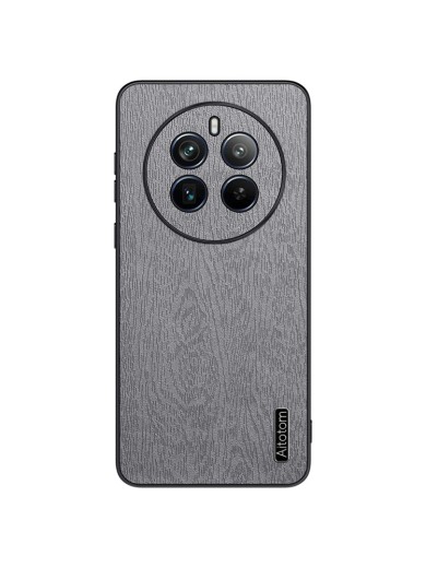 Удароустойчив гръб от еко кожа  с дървесна текстура за Realme 12 Pro - сив