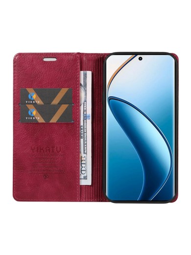 Калъф от еко кожа тип портмоне за Realme 12 Pro - червен