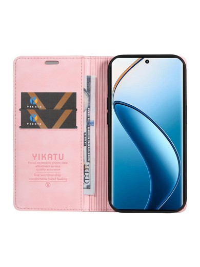 Калъф от еко кожа тип портмоне за Realme 12 Pro - розов