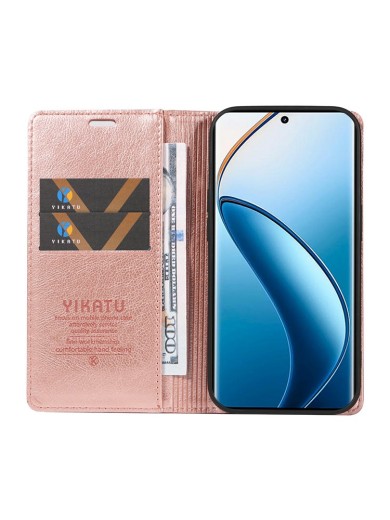 Калъф от еко кожа тип портмоне за Realme 12 Pro - розов