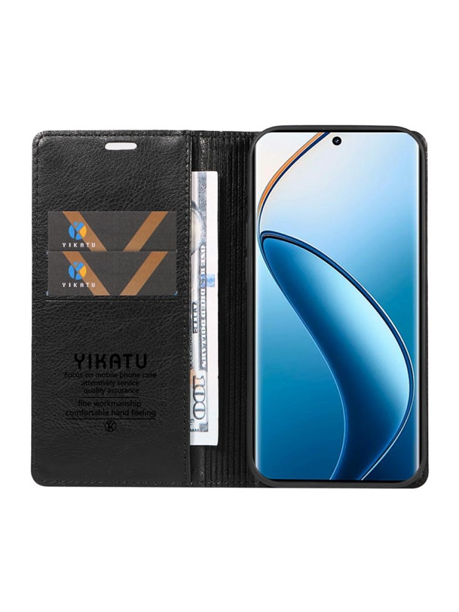 Калъф от еко кожа тип портмоне за Realme 12 Pro - черен