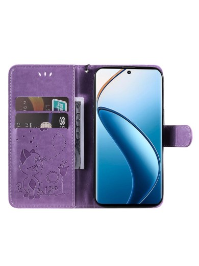 Калъф от еко кожа, тип портмоне за Realme 12 Pro - лилав