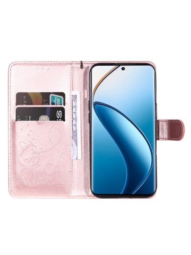 Калъф от еко кожа, тип портмоне за Realme 12 Pro - розов