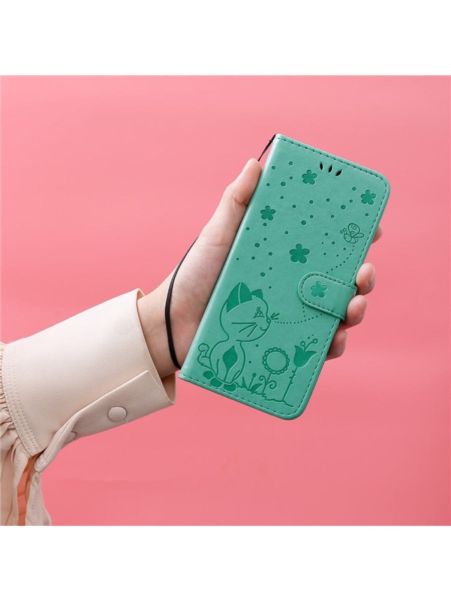 Калъф от еко кожа, тип портмоне за Realme 12 Pro - зелен