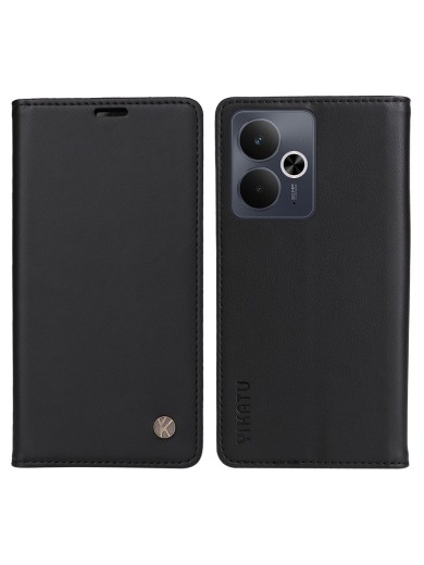 Калъф за телефон от еко кожа тип портмоне за Realme 14 - черен