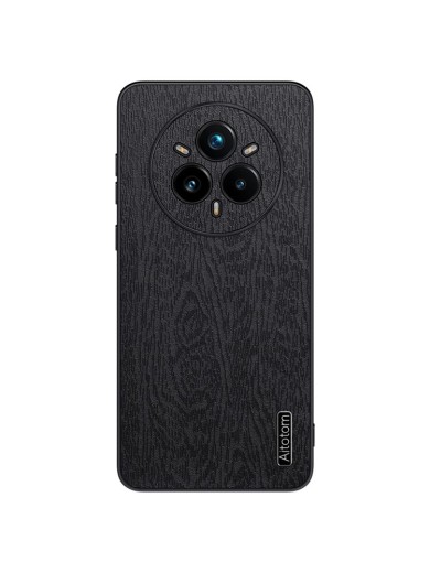 Удароустойчив гръб от еко кожа с дървесна текстура за Realme 14 Pro+ - черен Удароустойчив гръб от еко кожа с дървесна текстура за Realme 14 Pro+ - черен