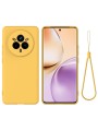 Предпазен удароустойчив силиконов гръб с каишка за Realme 14 Pro+ - жълт