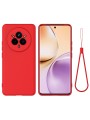 Предпазен удароустойчив силиконов гръб с каишка за Realme 14 Pro+ - червен