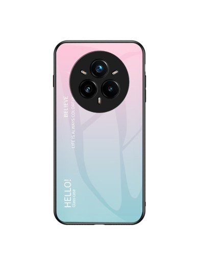 Предпазен гръб от закалено стъкло за Realme 14 Pro+ - розов и син Предпазен гръб от закалено стъкло за Realme 14 Pro+ - розов и син