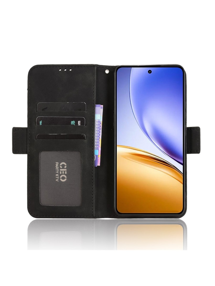 Калъф от еко кожа тип портмоне за Realme 14T - черен