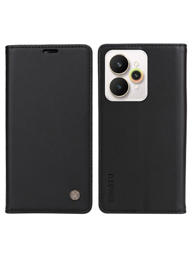 Калъф за телефон от еко кожа тип портмоне за Realme 15 Pro - черен
