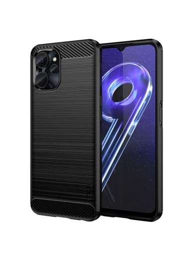 Мек предпазен гръб с текстура на карбонови влакна за Realme 9i 5G - черен Мек предпазен гръб с текстура на карбонови влакна за Realme 9i 5G - черен