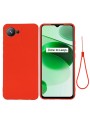Предпазен удароустойчив силиконов гръб с каишка за Realme C30 - червен