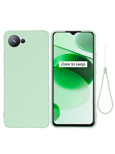 Предпазен удароустойчив силиконов гръб с каишка за Realme C30 - зелен Предпазен удароустойчив силиконов гръб с каишка за Realme C30 - зелен